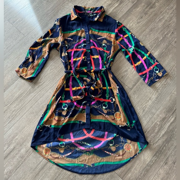 LAST PRICE🍒🤍 SWEET RAIN high low shirt dress with belt 💙 - Picture 2 of 13